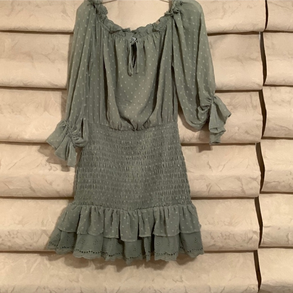 ♡ ASOS Design Green mint ruffle dress